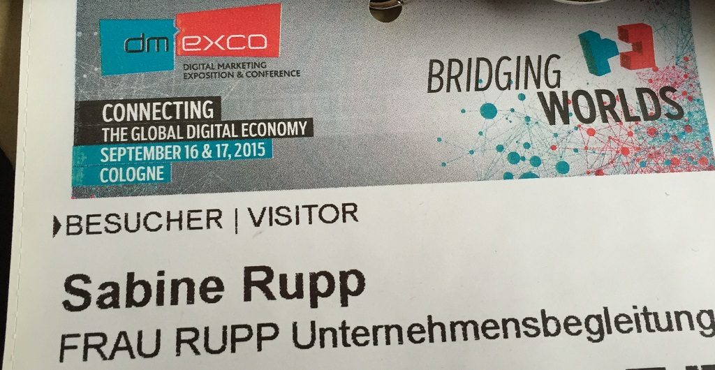 Sabine Rupps Ausweis für die dmexco 2015 - Messe für digitales Marketing